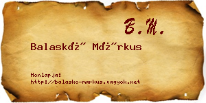 Balaskó Márkus névjegykártya